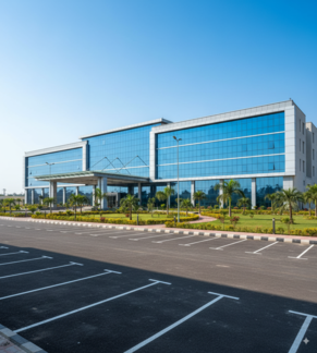 constructed multispecialty hospital exterior in India